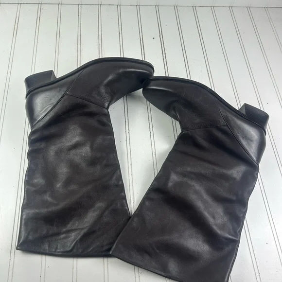 Marcon Shelly Black Leather Boots Vintage Womenโs Size 9W - Picture 10 of 11
